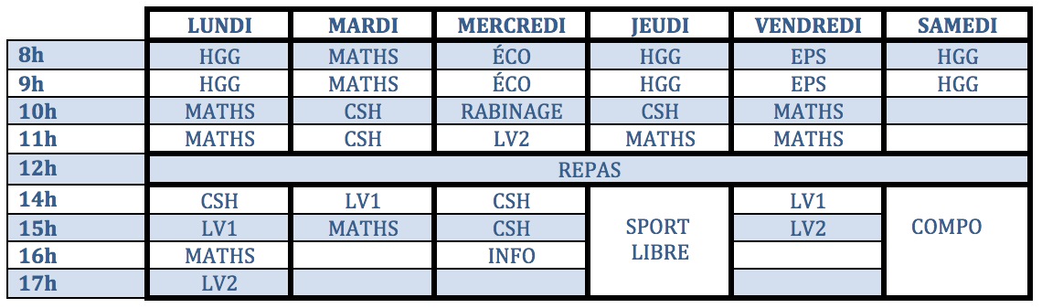 Emploi du temps non disponible